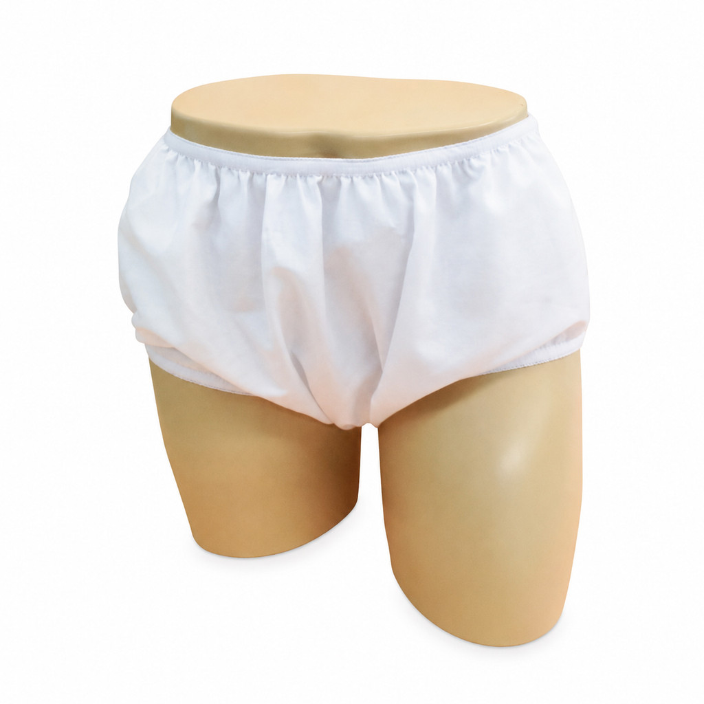Calça Plástica Luxo Microfibra Botões Impermeável Adulto Incontinência Conforto Geriátrica Urinária Anti Vazamento