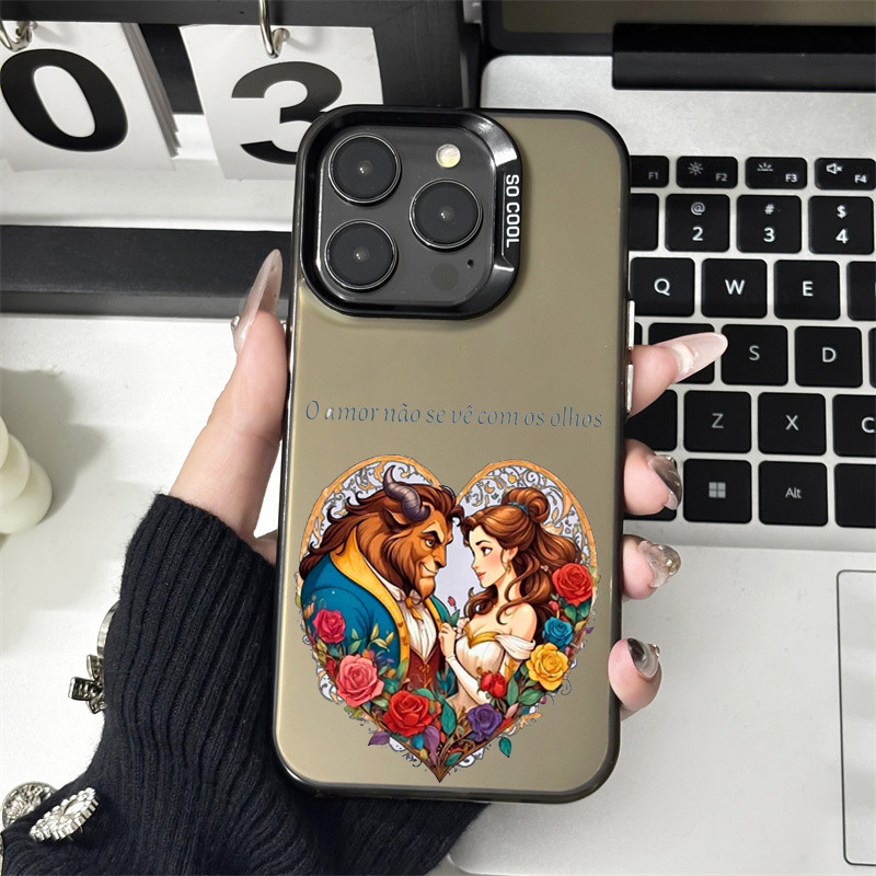 Capinha Capa A Bela e a Fera ​Para iPhone 11 13 12 14 15 16 pro max 16 7 8 Plus capinha anti impacto