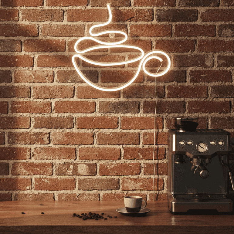 Luminária Neon LED Xícara de Café Decorativa para Cozinha 24x24