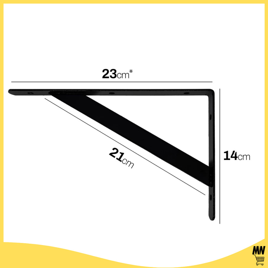 Kit 2 a 12 Suportes Mão Francesa Preta 23cm/19cm Canto Tábua Cantoneira Reforçada Preto — imagem 2 de 2