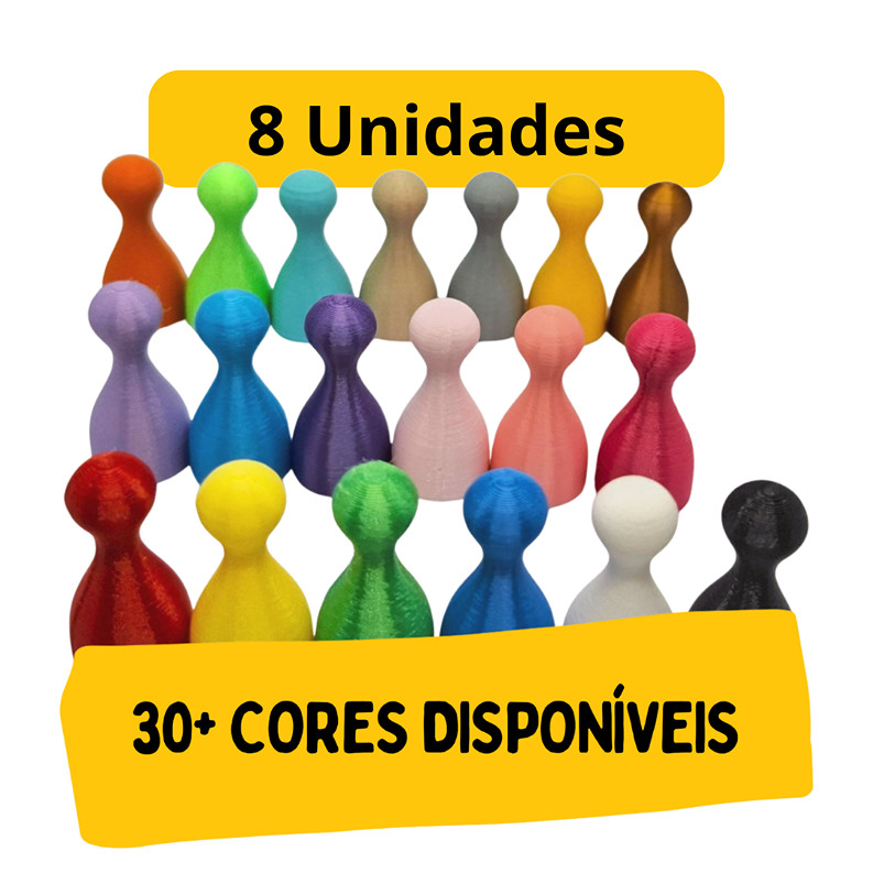 Kit de Pinos para Jogo de Tabuleiro - Peões para Board Game - 8 Unidades