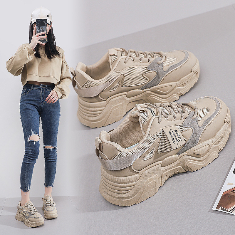 Novo papai sapatos femininos All-Match esportes rua tiro lazer altura aumentada