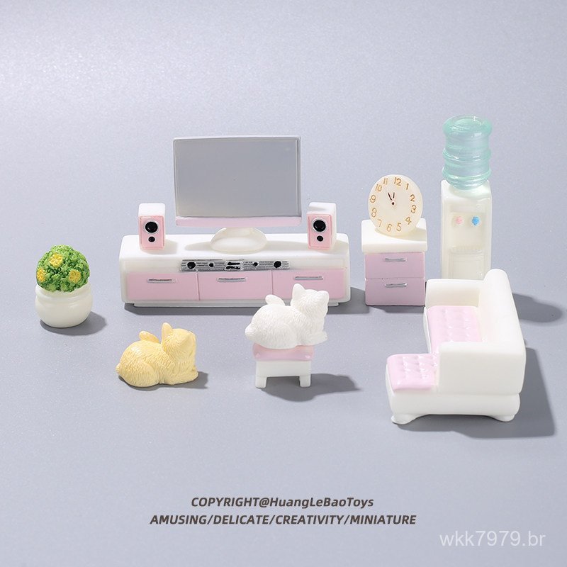 Sofá em miniatura, móveis simulados, mesa de centro para quarto, conjunto de sala de estar, micro paisagem de cena, pequ
