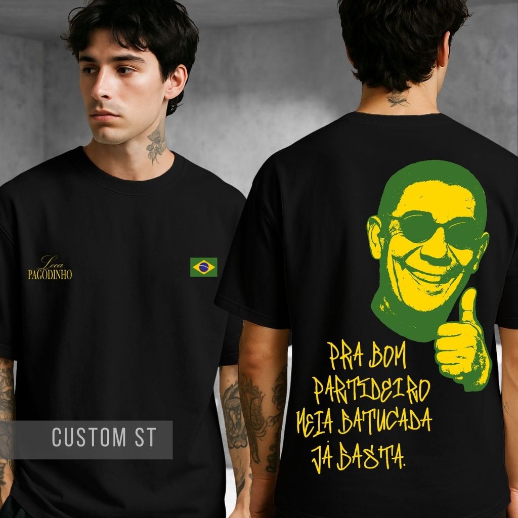 Camiseta Zca Pgodeiro Samba Pagode Estética Brasil Batuque Partideiro Camisa Unissex 100% Algodão Oversized