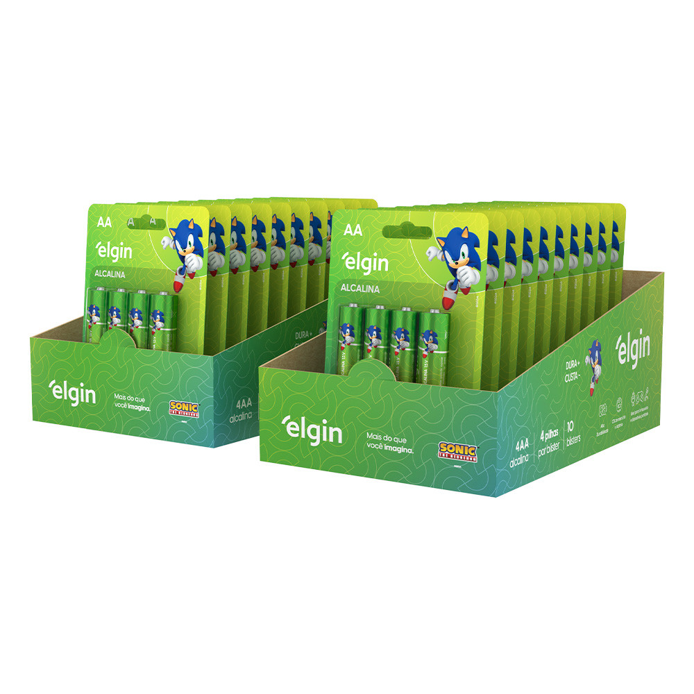 Pilha Alcalina AA Comum - 10 Cartelas de Blisters com 2 Unidades