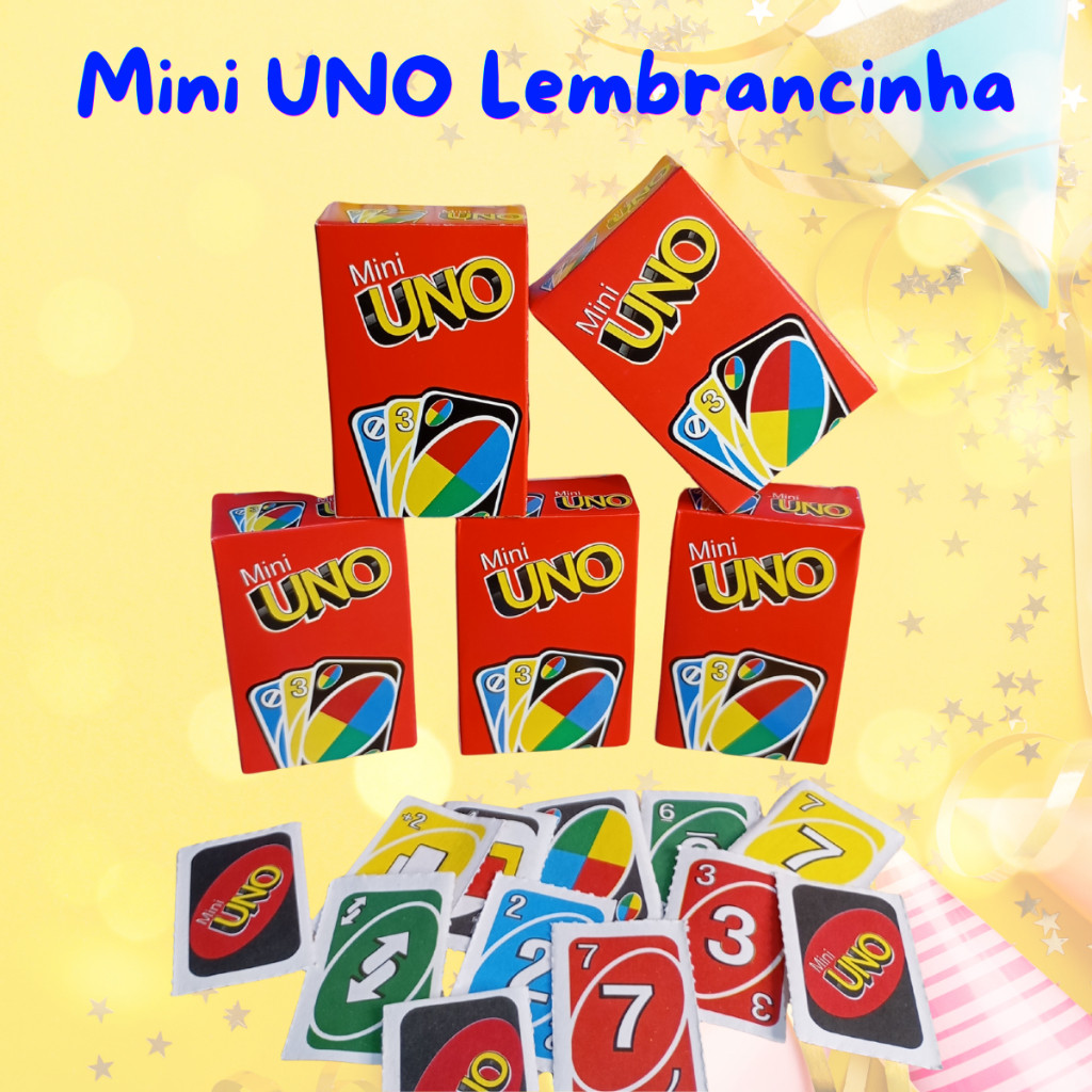 Kit 05/10/20 Mini Jogo de cartas Festas Lembrancinha Aniversário Prenda BrindesTipo Mini Uno