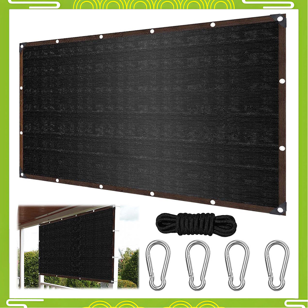 Rede de proteção solar externa Black Edge Shade Net com conjunto de fivela de corda