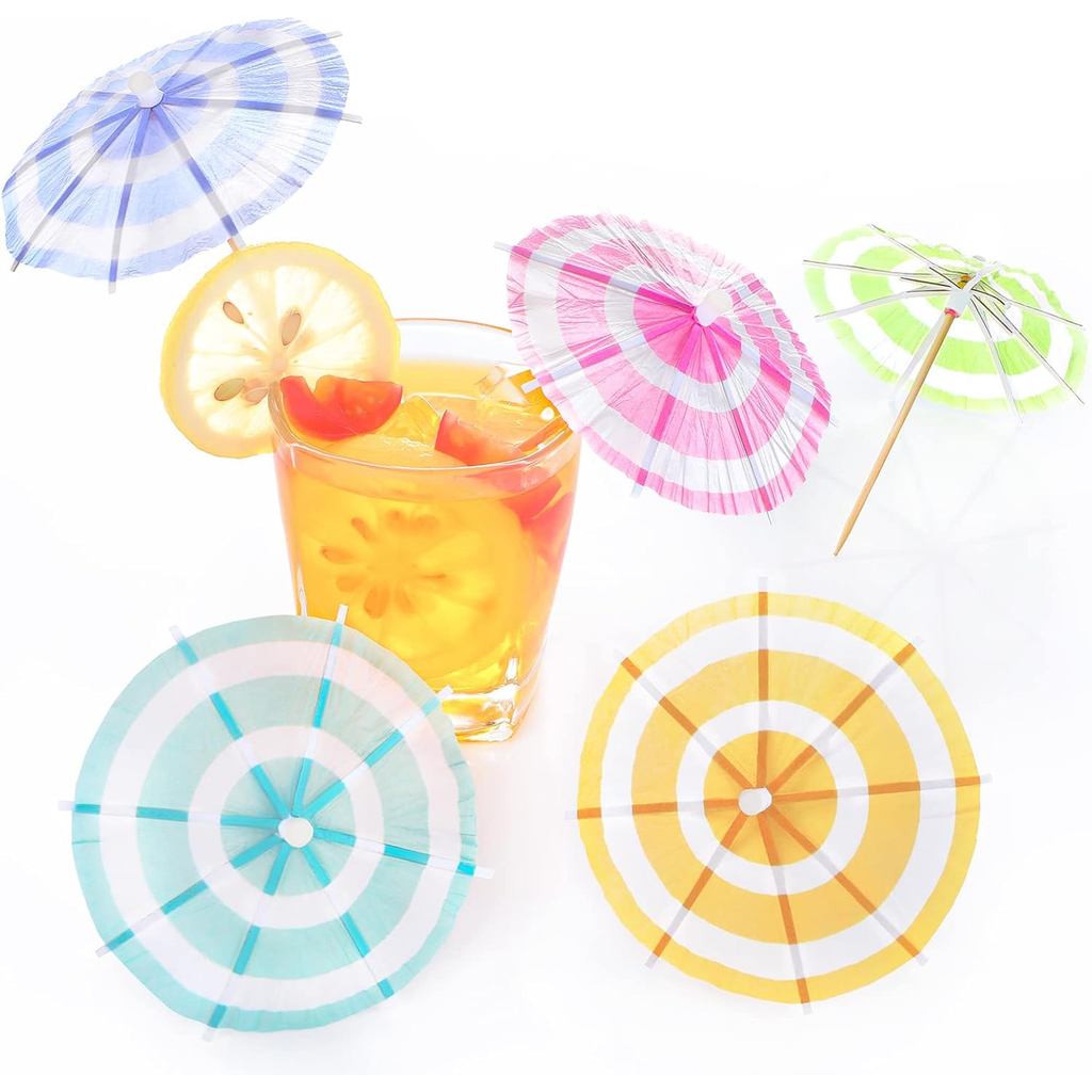 150 Peças de Guarda-Chuvas para Bebidas, Palitos Decorativos para Coquetéis, Guarda-Chuvas de Madeira com Palitos de Den