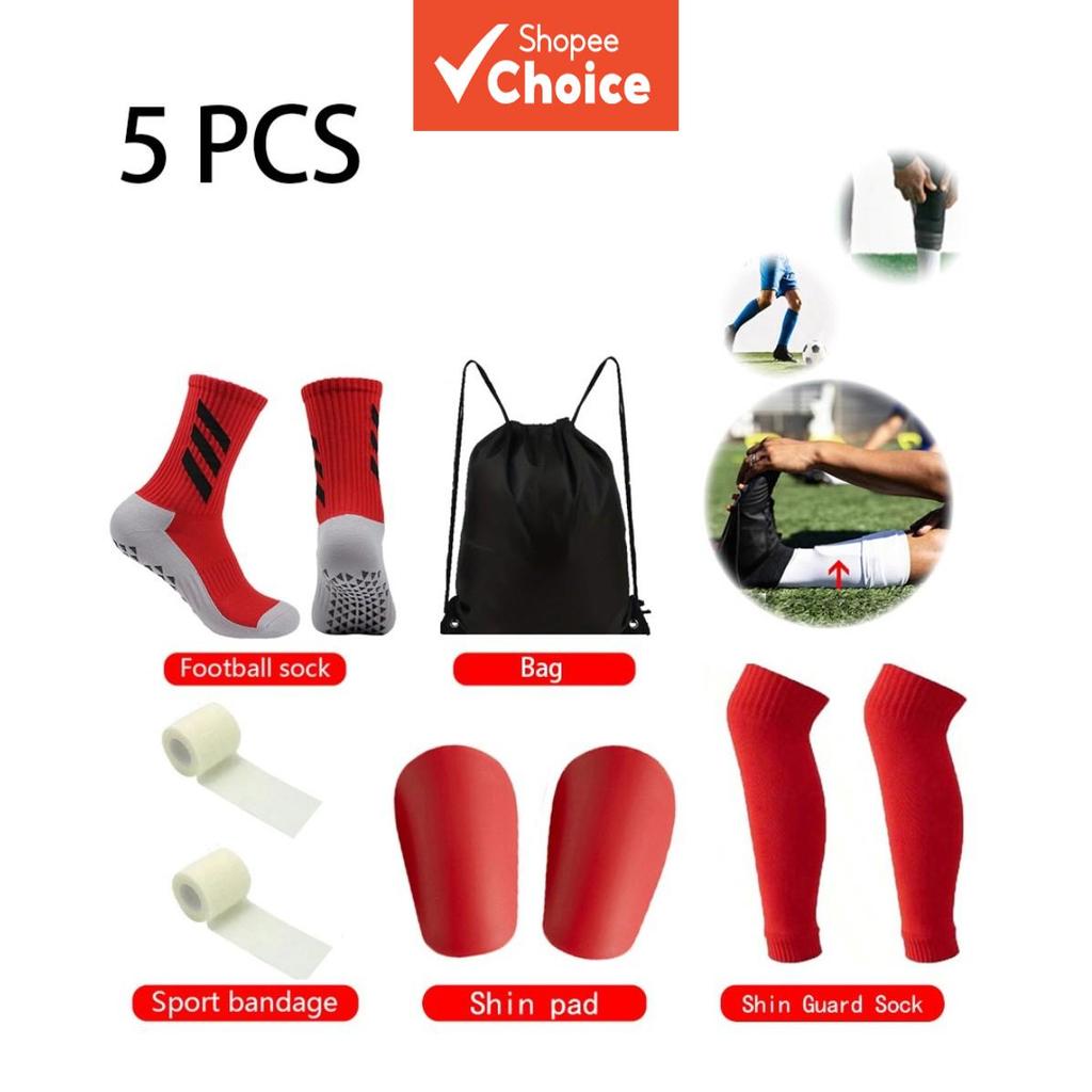 Pacote Esportivo Unissex 5 Em 1 : Mangas De Compressão Para Pernas + Bandagem + Caneleiras + Bolsa Com Cordão + Meias De