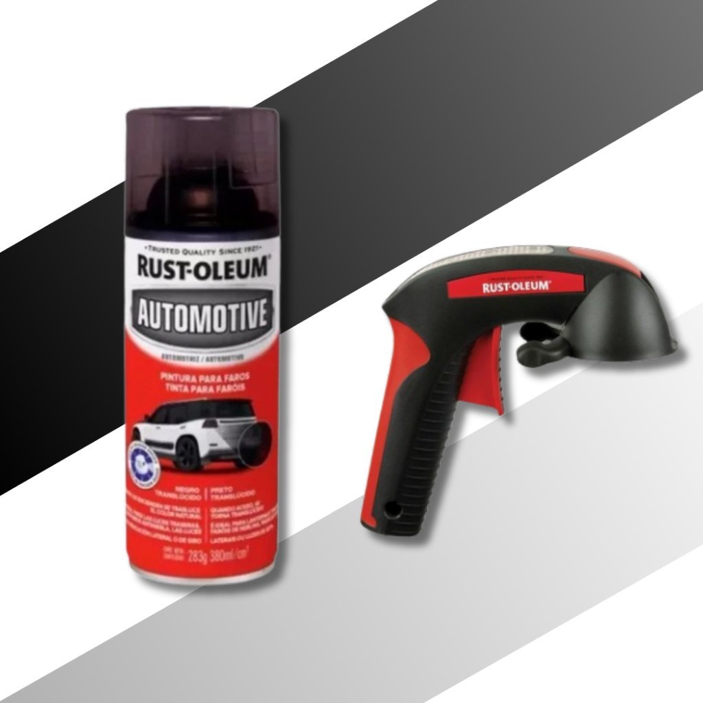 Kit Spray Para Faróis Automotive  Lens Tint Spray Preto Translucido E Gatilho Aplicador Rust-Oleum