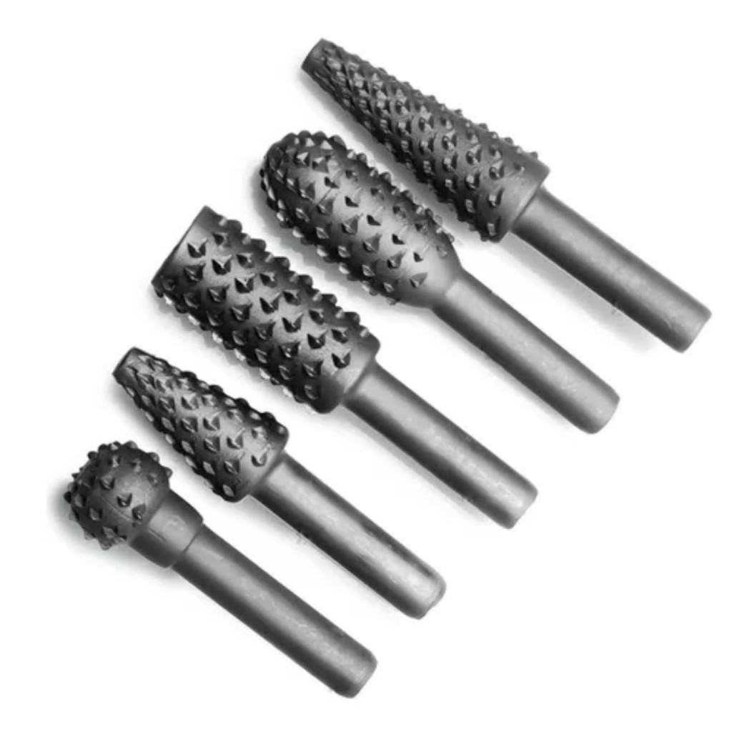 Kit 5 Limas Rotativas Para Desbaste E Acabamento Em Madeira 1/4 Polegadas