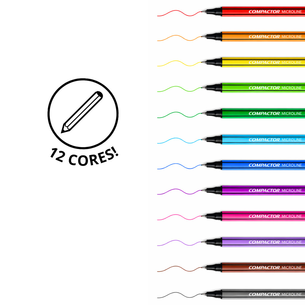 Kit 12 Canetas Coloridas Fineliner 0.4mm - COMPACTOR · foto 2