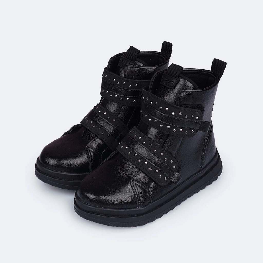 Bota Coturno Pampili Flora com Tachas Preta