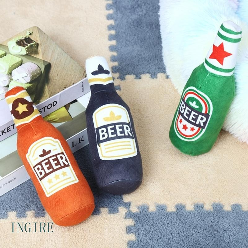 ING Dog Tug-of-war Toy Squeak Chew Soft Plush-Forma Interativa Garrafa Cerveja