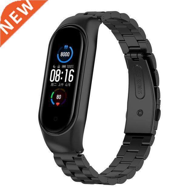 Pulseira de Metal para Xiaomi Mi Band 6 5, Bracelete de Pulso em Aço Inoxidável