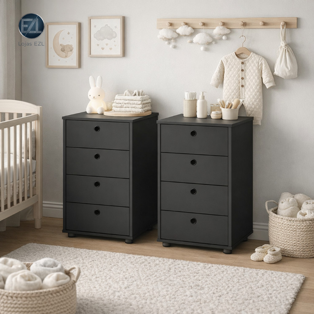 Dois gaveteiros para quarto berçario de bebe enxoval Moisés Classic