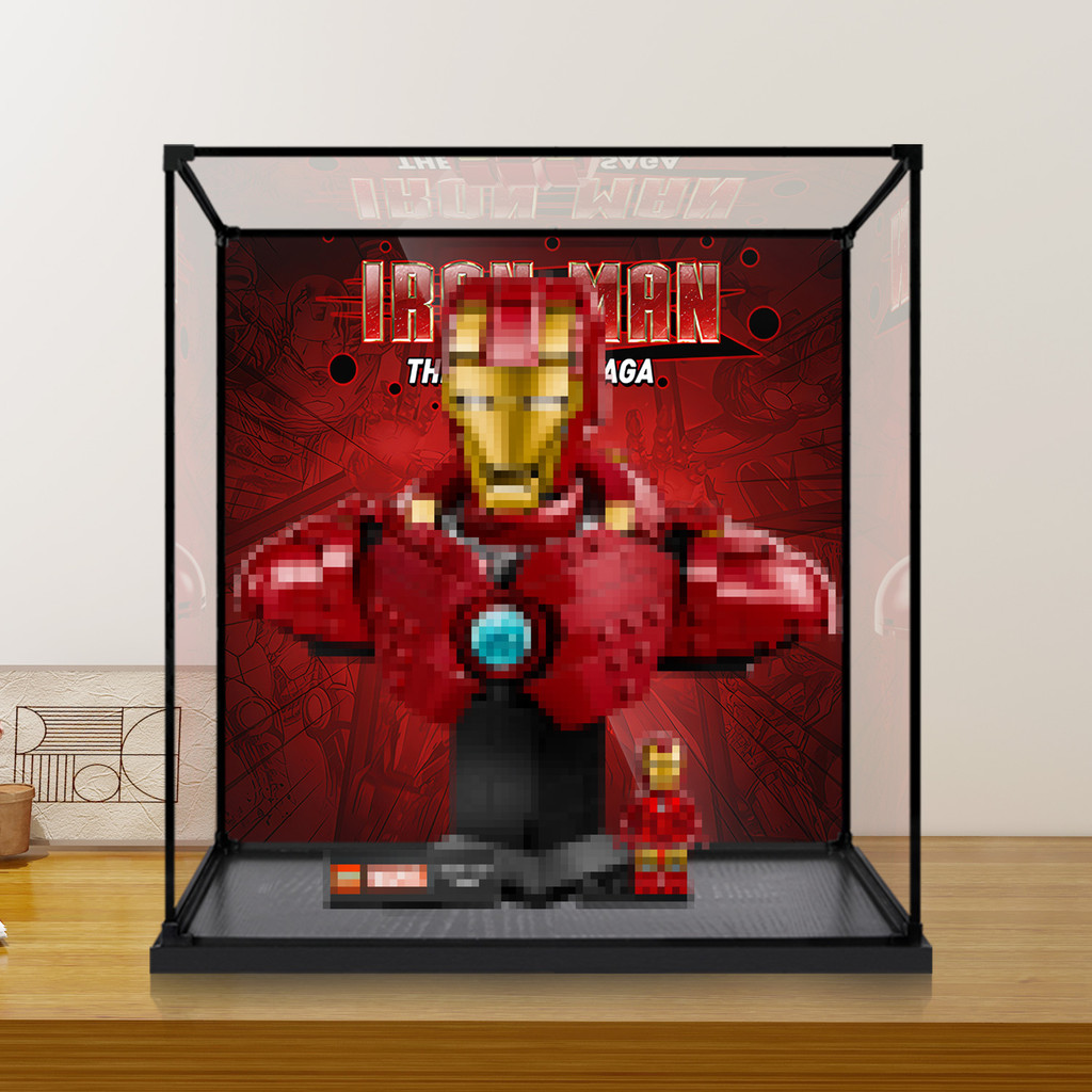 Caixa transparente Anti-poeira adequada para Lego 76326 ferro homem-aranha busto 76327 homem de ferro MK4 capa de armaze