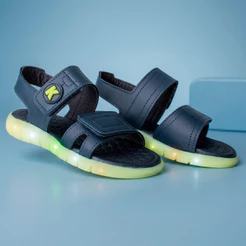 Sandália Infantil Menino Kidy Wave Light Led Papete Marinho Verde Confortável Anatômica Leve Escolar