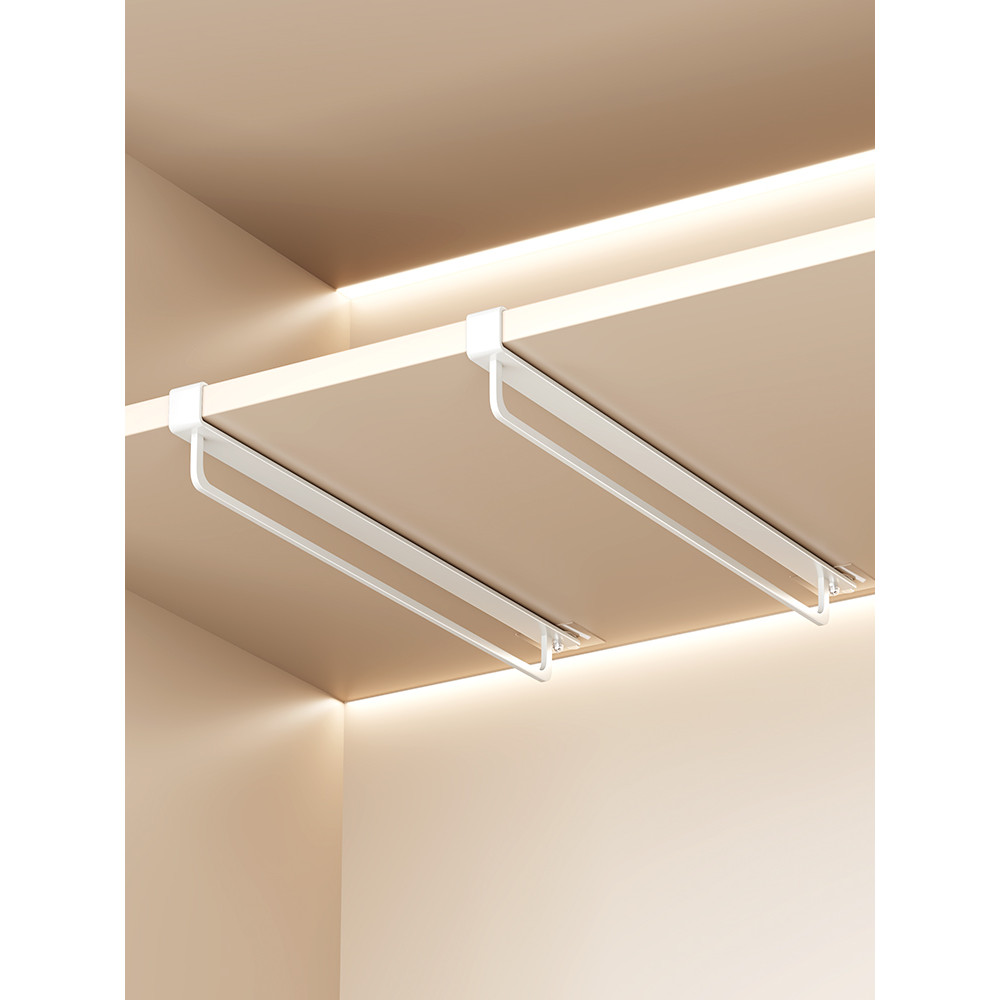 Guarda-roupa raso pendurado haste de roupas armário roupa interior superior vertical telescópico cabide haste armário ca