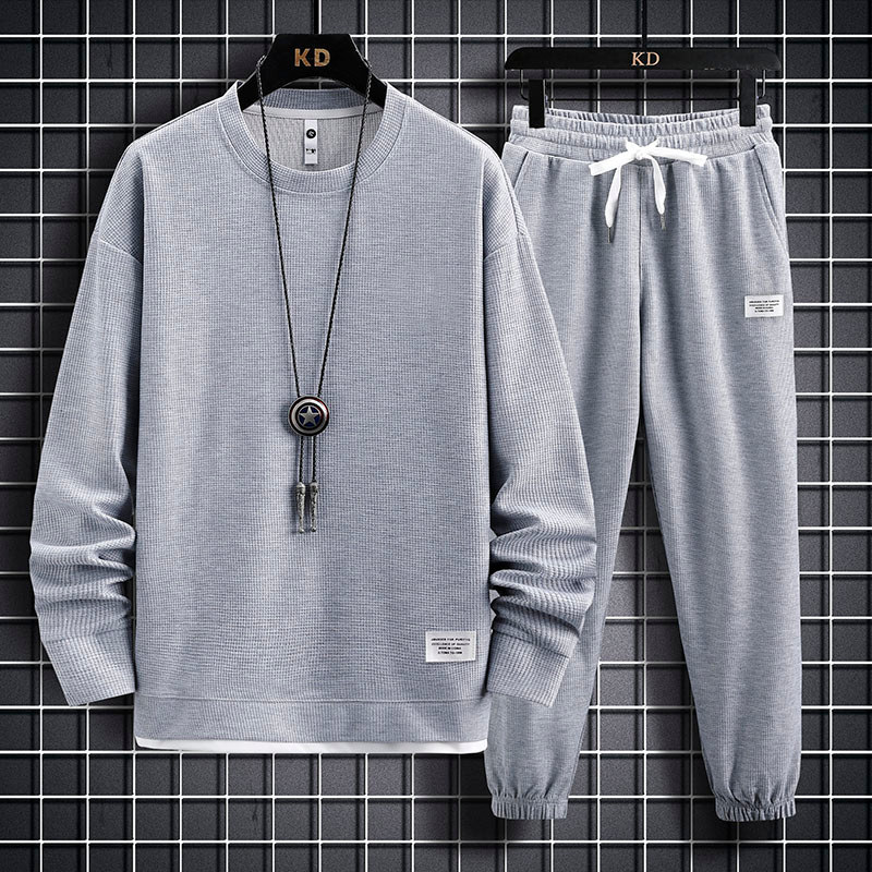 Terno casual terno esportivo moletom masculino casual um conjunto roupas primavera outono na moda solto tamanho grande c