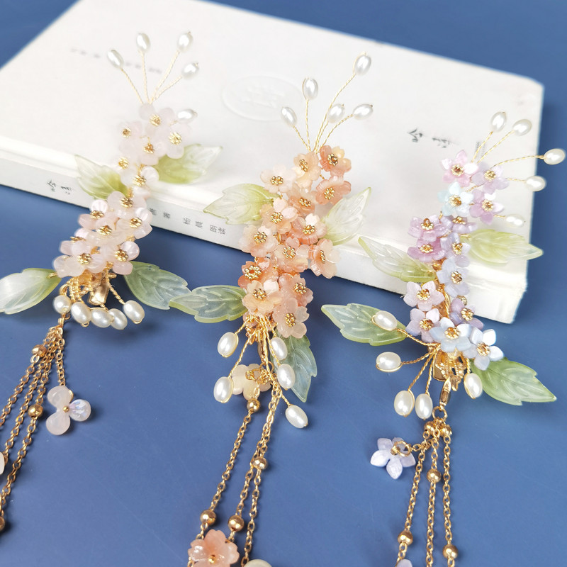 Hanfu acessórios hairpin elegante feminino longo borla clipe lateral antigo hairpin cabeça acessórios traje acessórios d