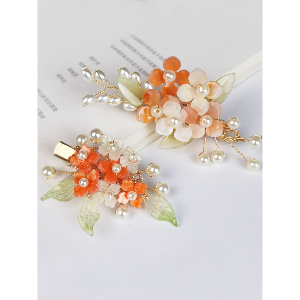 Hanfu cocar Retro Hairpin laranja antigo acessórios de cabelo feminino elegante par clipe estilo chinês antigo traje ace