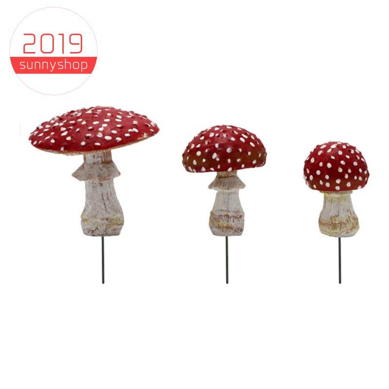 [Bestseller S] 3 Pçs/Set Mini Cogumelo Brilha No Escuro Artesanato Em Resina Miniaturas De Jardim De Fadas Ornamento Est