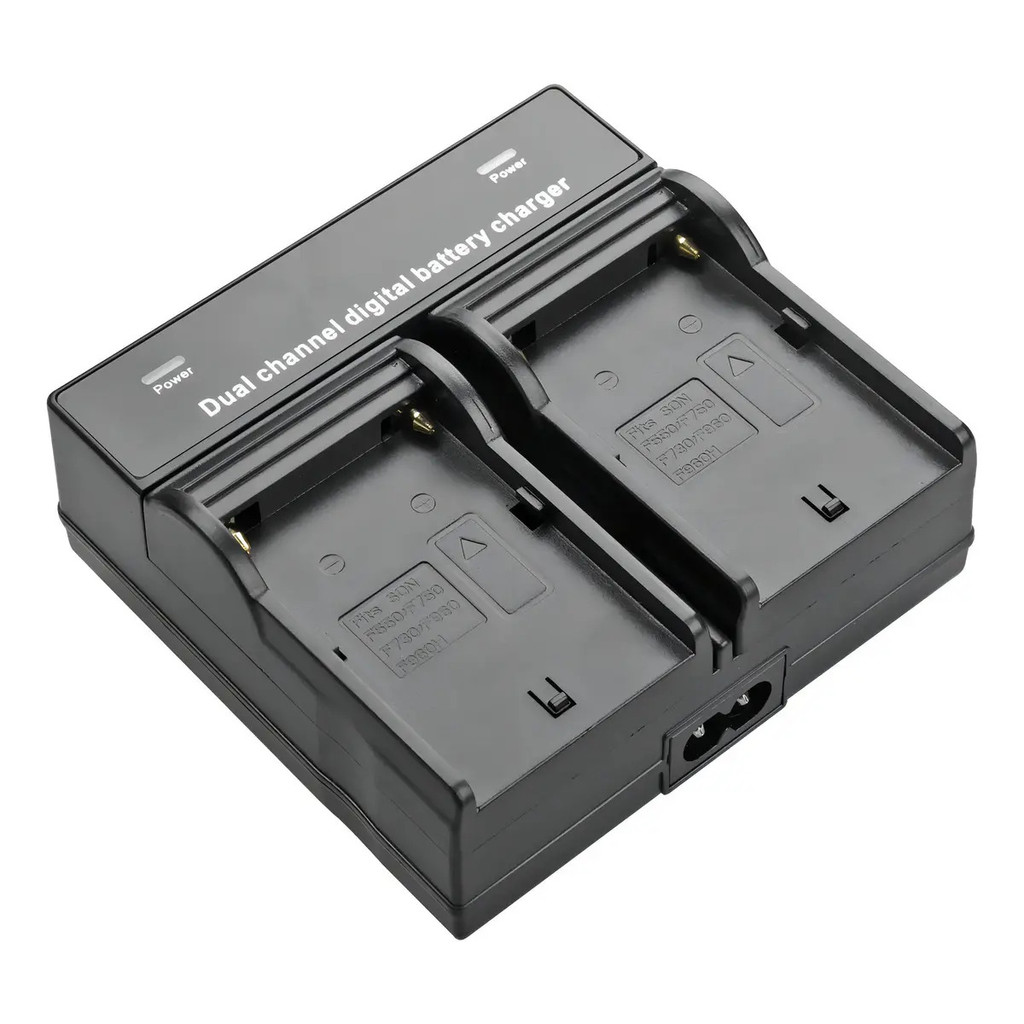 Carregador Duplo Para Baterias Np-f550/f750/f960 Com Carga R Cor Preto