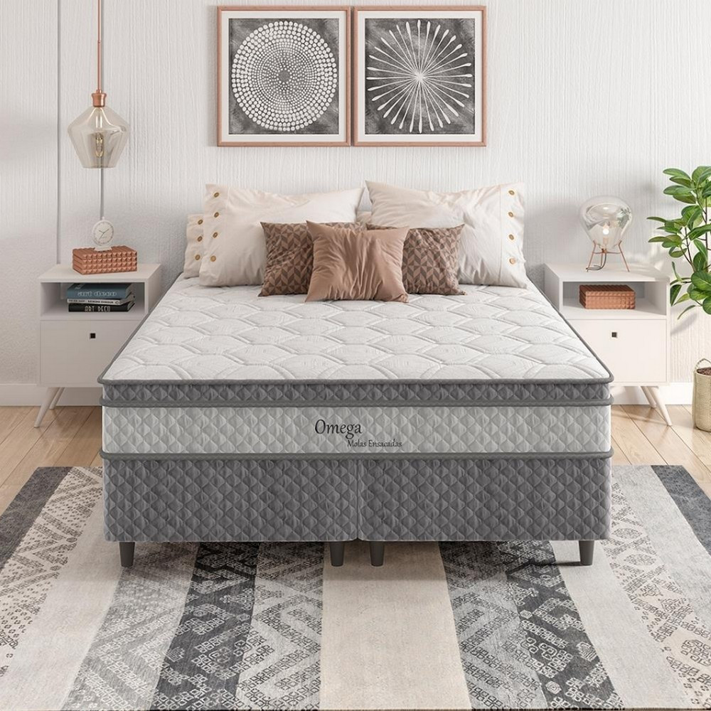 Cama Box Queen Size Ômega Pillow Top e Molas Ensacadas Herval