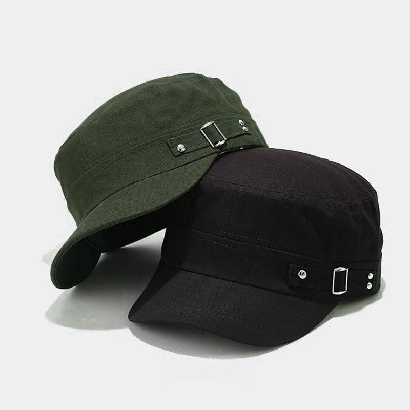 Novo Boné Militar de Primavera, Boné Clássico de Algodão, Cor Sólida, Proteção Solar, Estilo Casual, Boné Cadete S0 83FP
