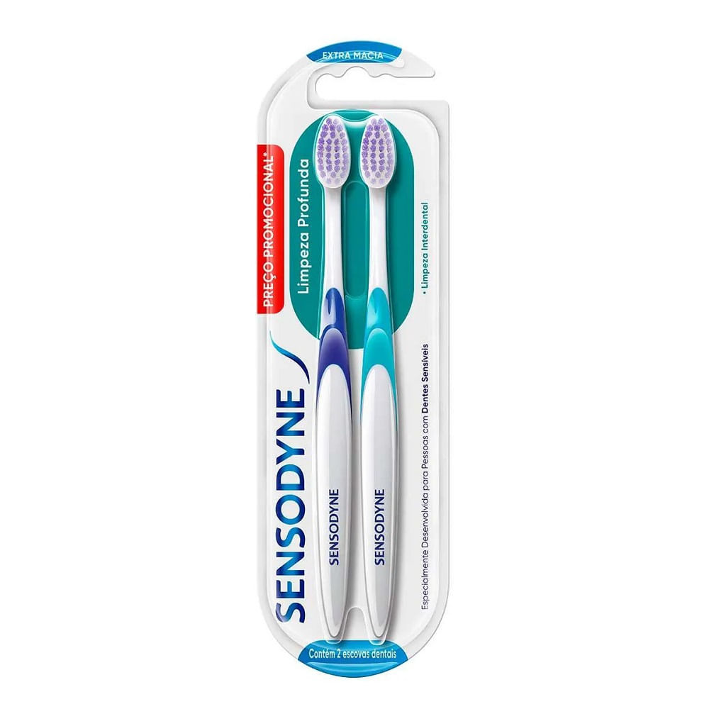 Escova Dental Sensodyne Limpeza Profunda Extra Macia Cabeça Extra Compacta 2 Unidades