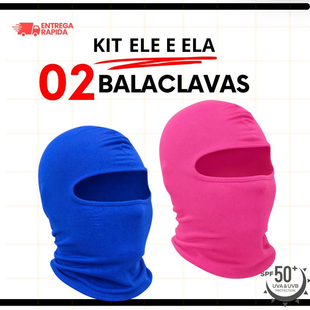 Kit Aul e Rosa Touca Ninja Máscara Balaclava touca Ninja Moto Proteção UV Térmica Leve Respirável Esportiva