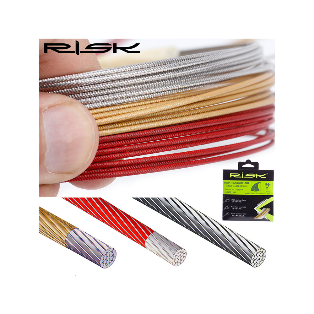 RISK Mountain Road bicicleta moagem de aço inoxidável cabo mudança engrenagem núcleo freio cabo interno diamante dourado