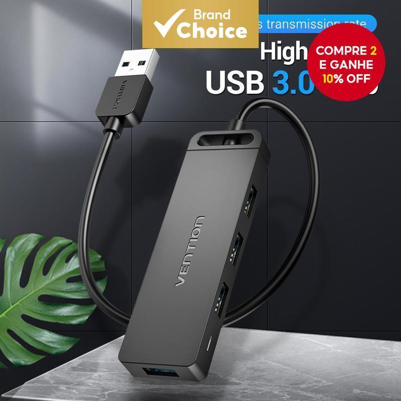Hub USB3.0 VENTION com 4 Portas e Fonte de Alimentação, Divisor USB2.0, Adaptador OTG para MacBook Air, Notebook, Pen