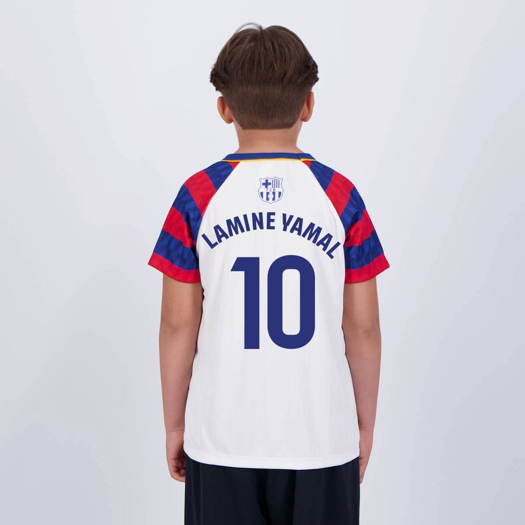 Camisa Barcelona Sorority Juvenil Branca 10 Lamine Yamal