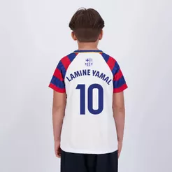 Camisa Barcelona Sorority Juvenil Branca 10 Lamine Yamal