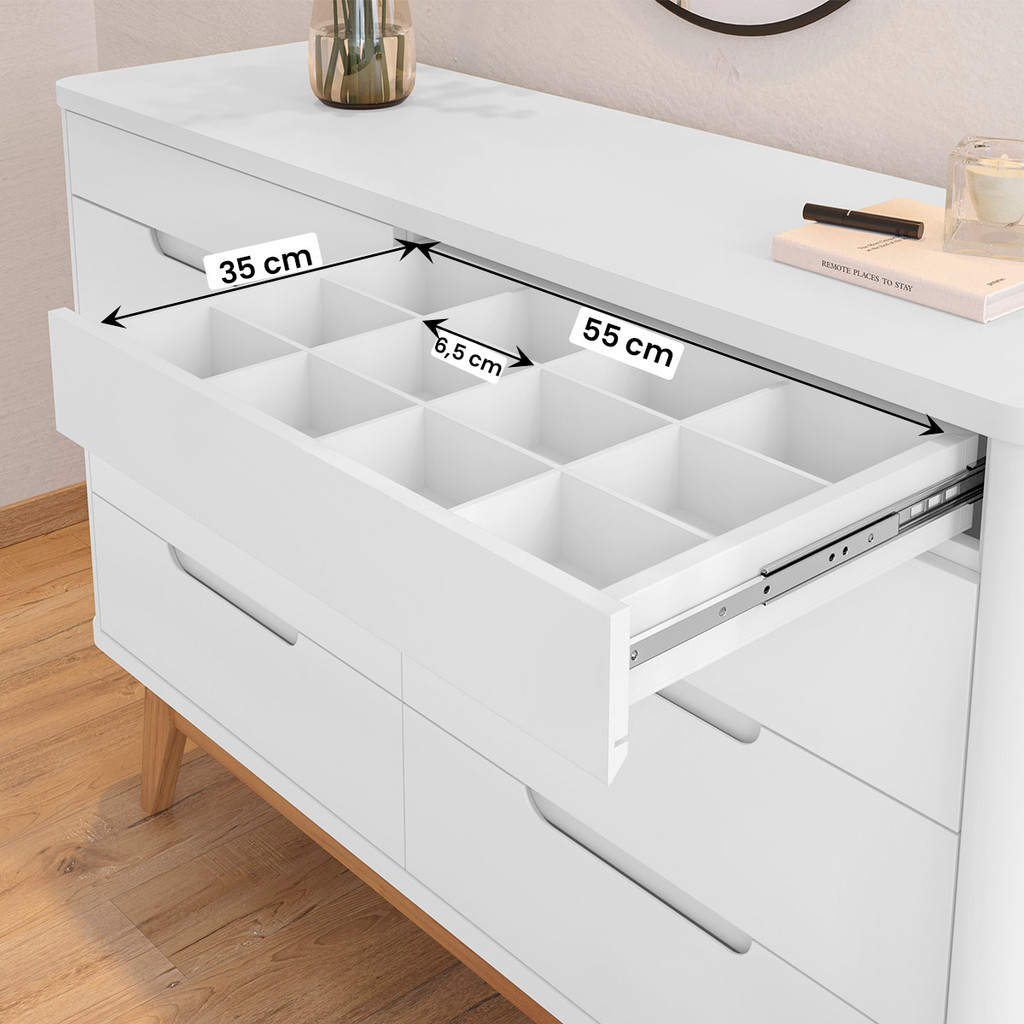 Cômoda Quarto Vicenza 8 Gavetas Com Pés — imagem 2 de 2