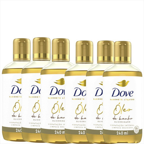 Sabonete Líquido Dove Óleo De Banho Glicerina 240ml kit c/6
