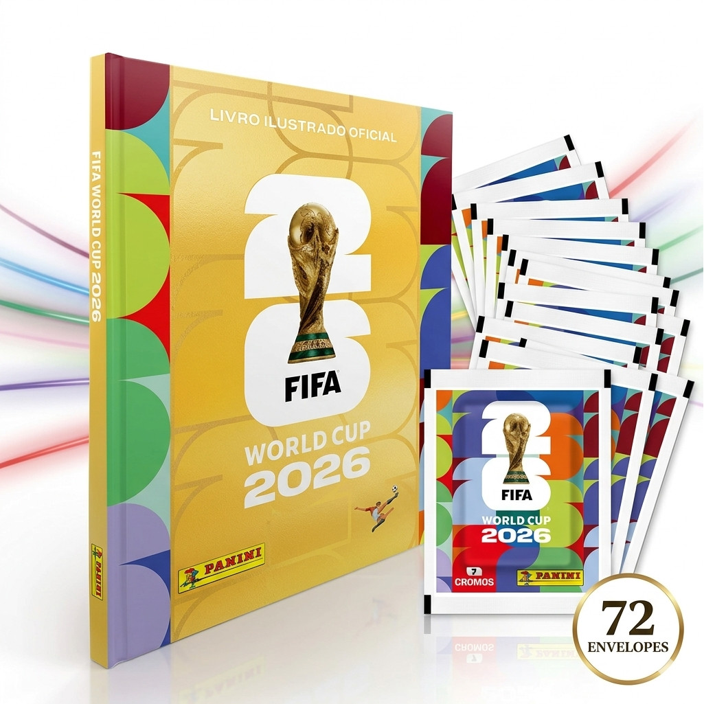 Kit Álbum Capa Dourado + 500 Figurinhas Copa Do Mundo 2026