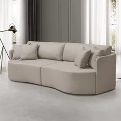 Sofá Retrátil 3 Lugares 222cm Encosto Regulável Linho Dakota Bege