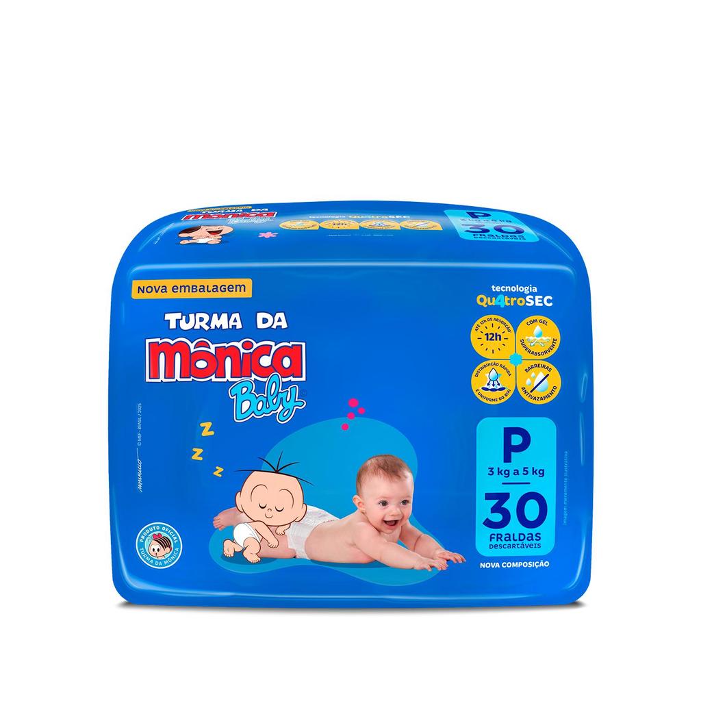 Fralda Turma da Mônica Baby Jumbo P com 30un