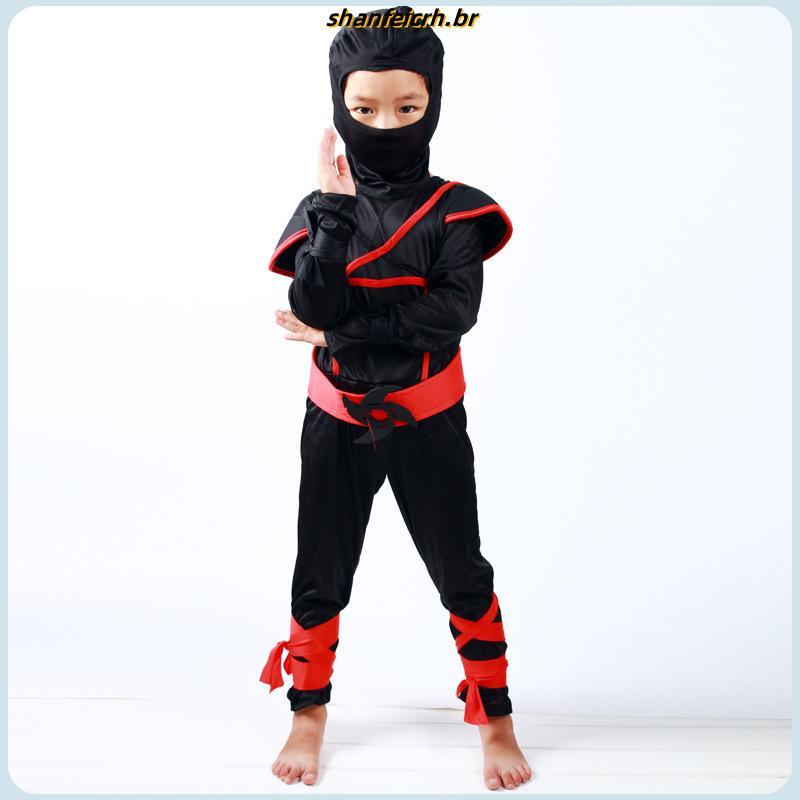 Anime Naruto Baju Para Crianças Fantasias De Halloween Meninos De 4-12 Anos Samurai Prata Blindadas Ninja