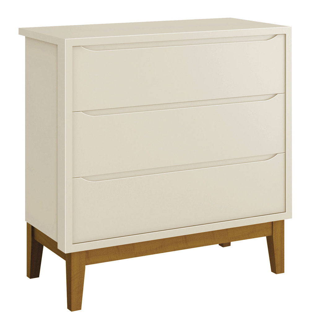 Cômoda Gaveteiro Para Quarto Infantil Bebe 3 gavetas Classic New Areia Fosco com Madeira - Reller