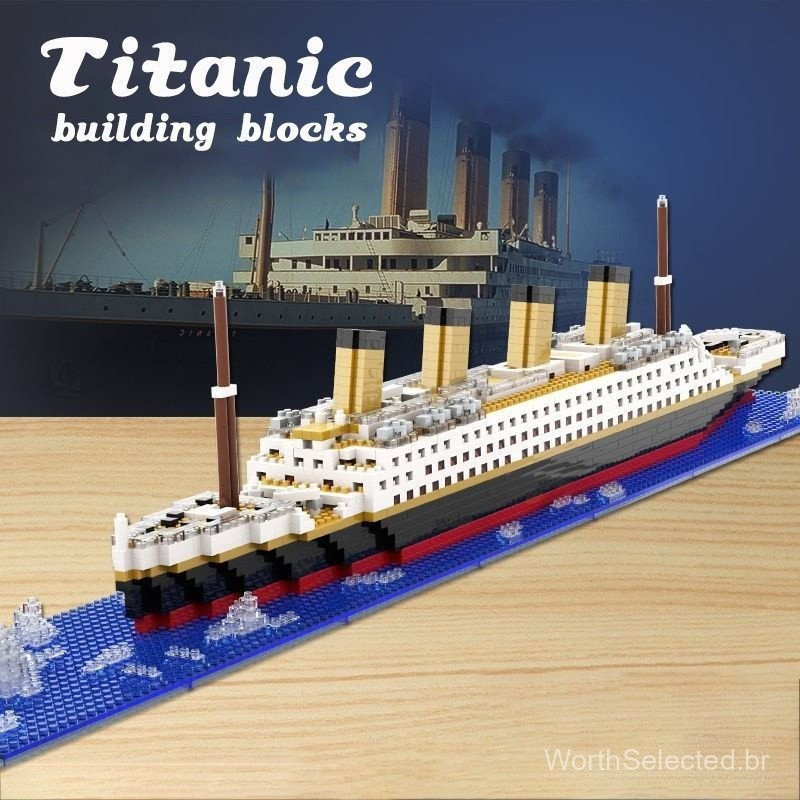 1878 Peças de Blocos de Montar do Titanic, Brinquedo de Navio de Cruzeiro Gigante com Luz, Modelo de Blocos de Montar 68