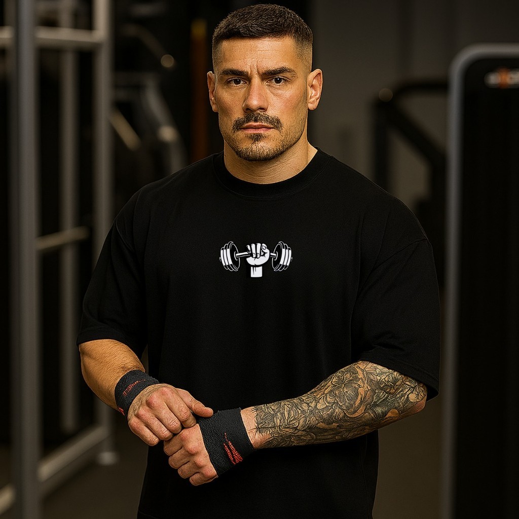 Camiseta Oversized Masculina Streetwear Mão Peso Academia Malha Macia Respirável SM
