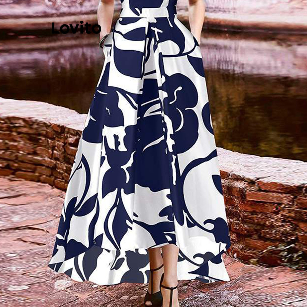 Lovito Vestido Boho Padrão Floral Vestido Verão/Primavera Para Mulheres LNL83186
