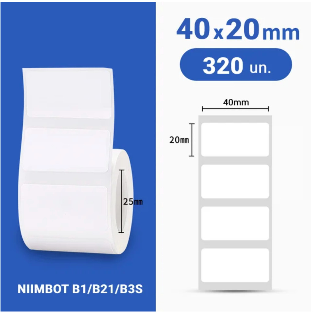 Etiqueta 40x20mm NIIMBOT Branca (320un) para impressoras B1 / B21 / B3S — imagem 2 de 2