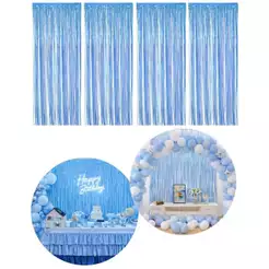 Kit 4 Cortinas Metalizada Fita Decoração Painel Festa Franja