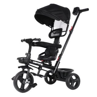 Triciclo Infantil Com Empurrador Confortavel Seguro Design Preto Passeio Motor