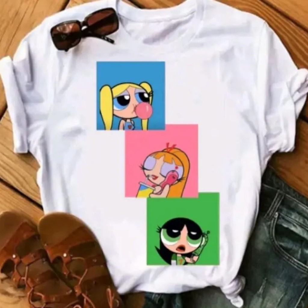 Camiseta Estampada Inspirado Super Poderosas No Telefone E Chiclete Unissex 100% Algodão Frete Grátis Rápido Plus Size